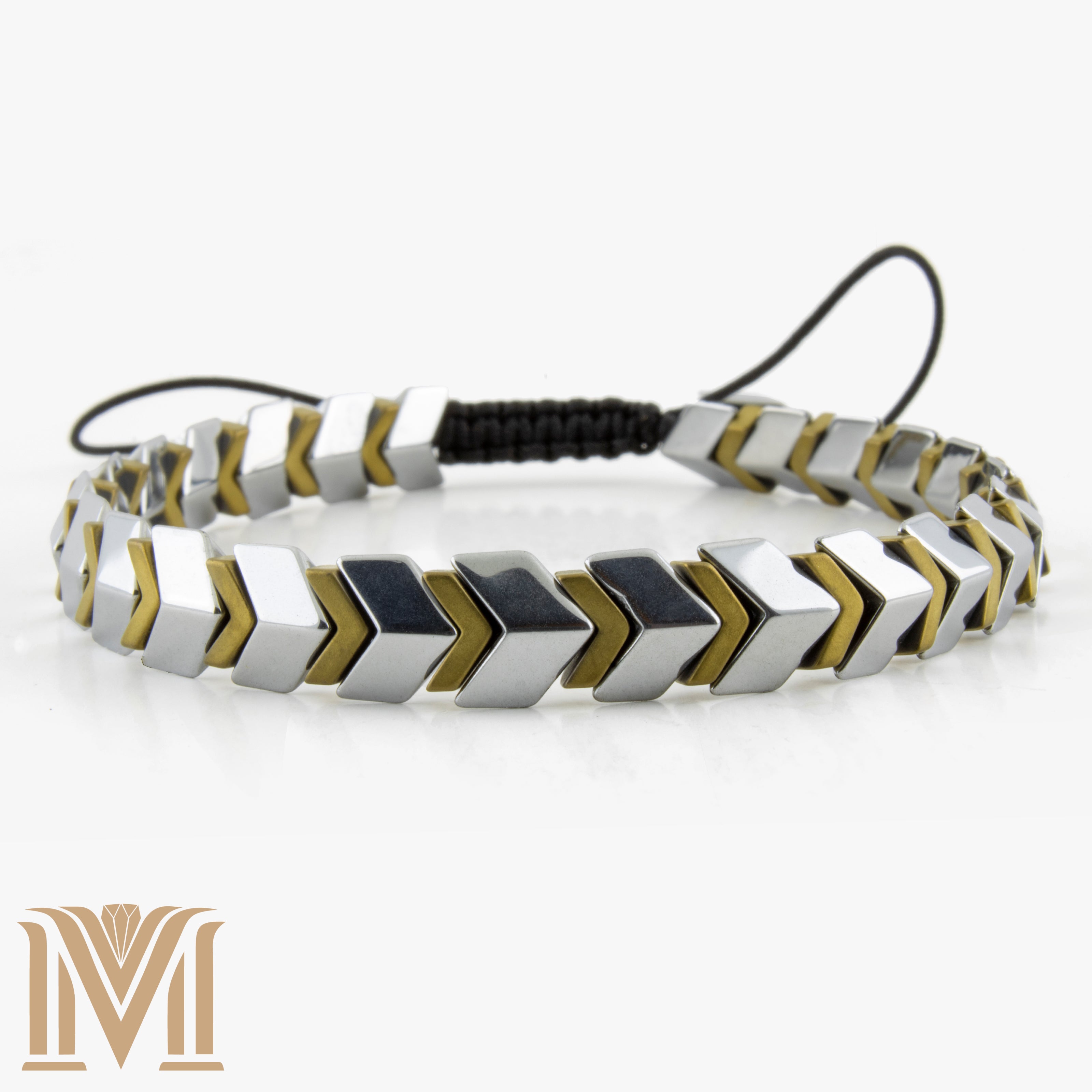 Unisex Hematite Arrow Bracelet – Gold Silver Adjustable Healing Jewelry