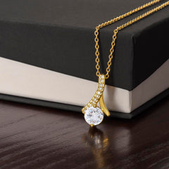 Elegant Cubic Zirconia Pendant Necklace, White Gold & 18k Yellow Gold Finish, Sparkling Gift for Women, Anniversary or Special Occasion Jewelry