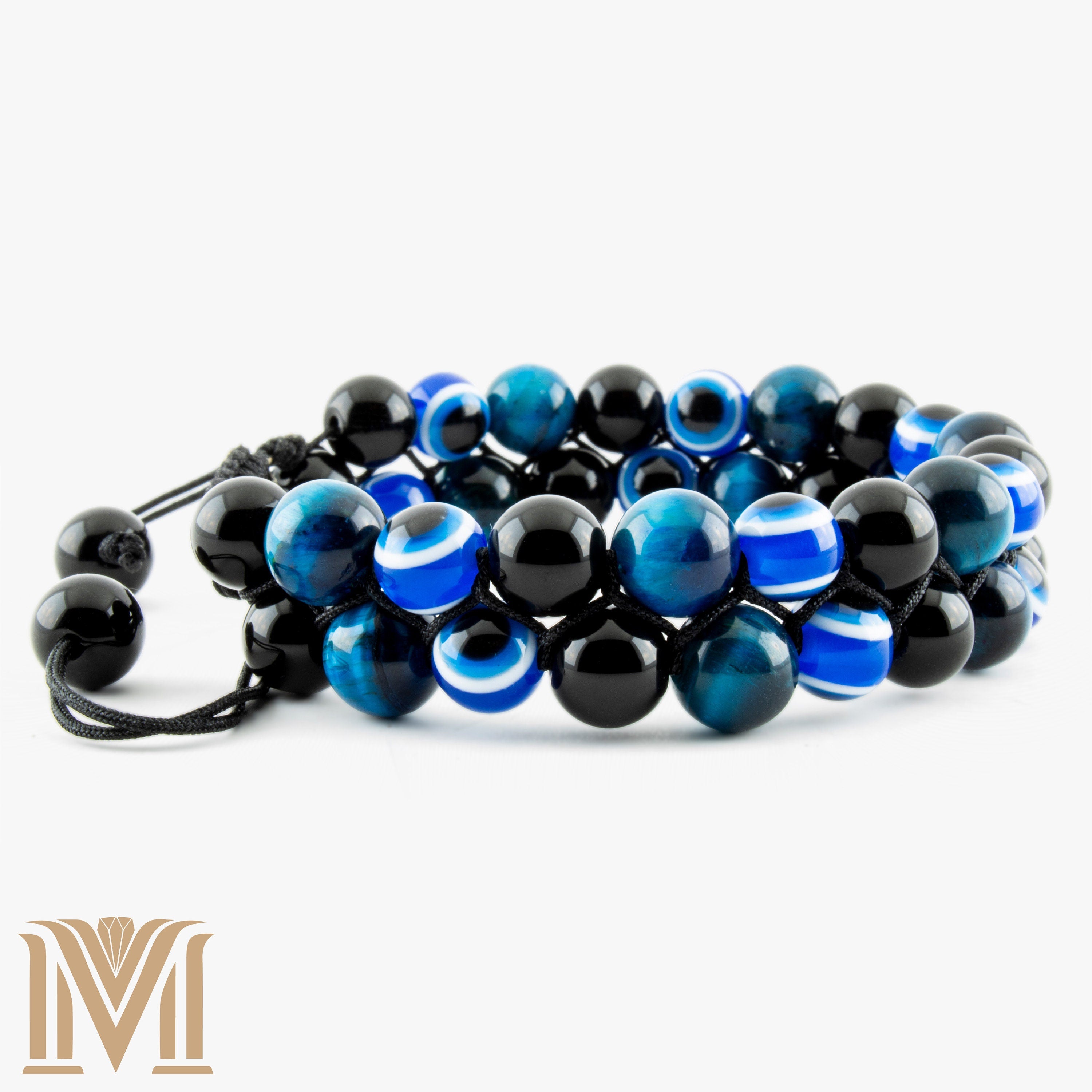 Evil eye macrame bracelet detail