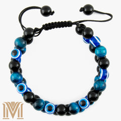 Onyx and blue tiger eye bracelet