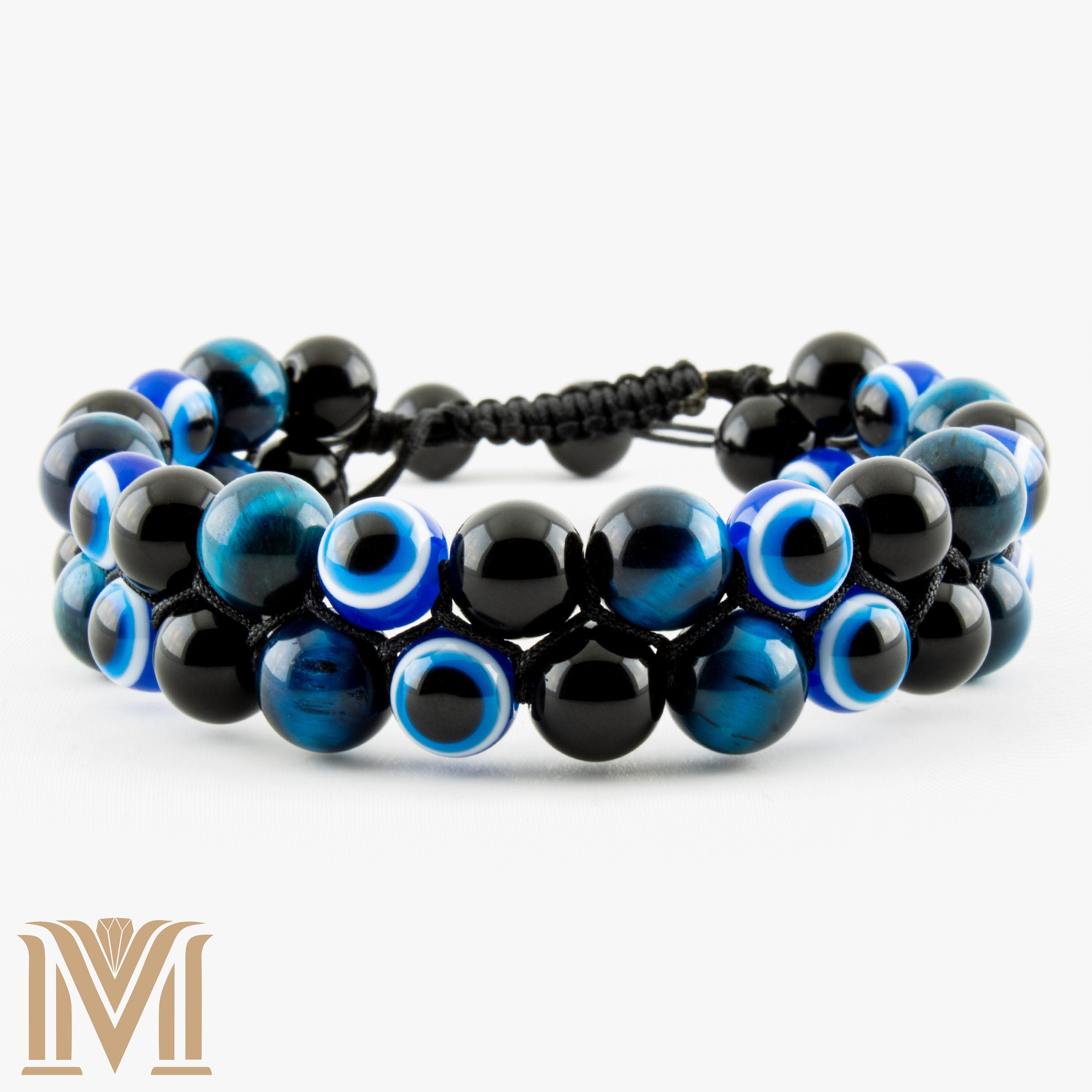 Black and blue evil eye bracelet