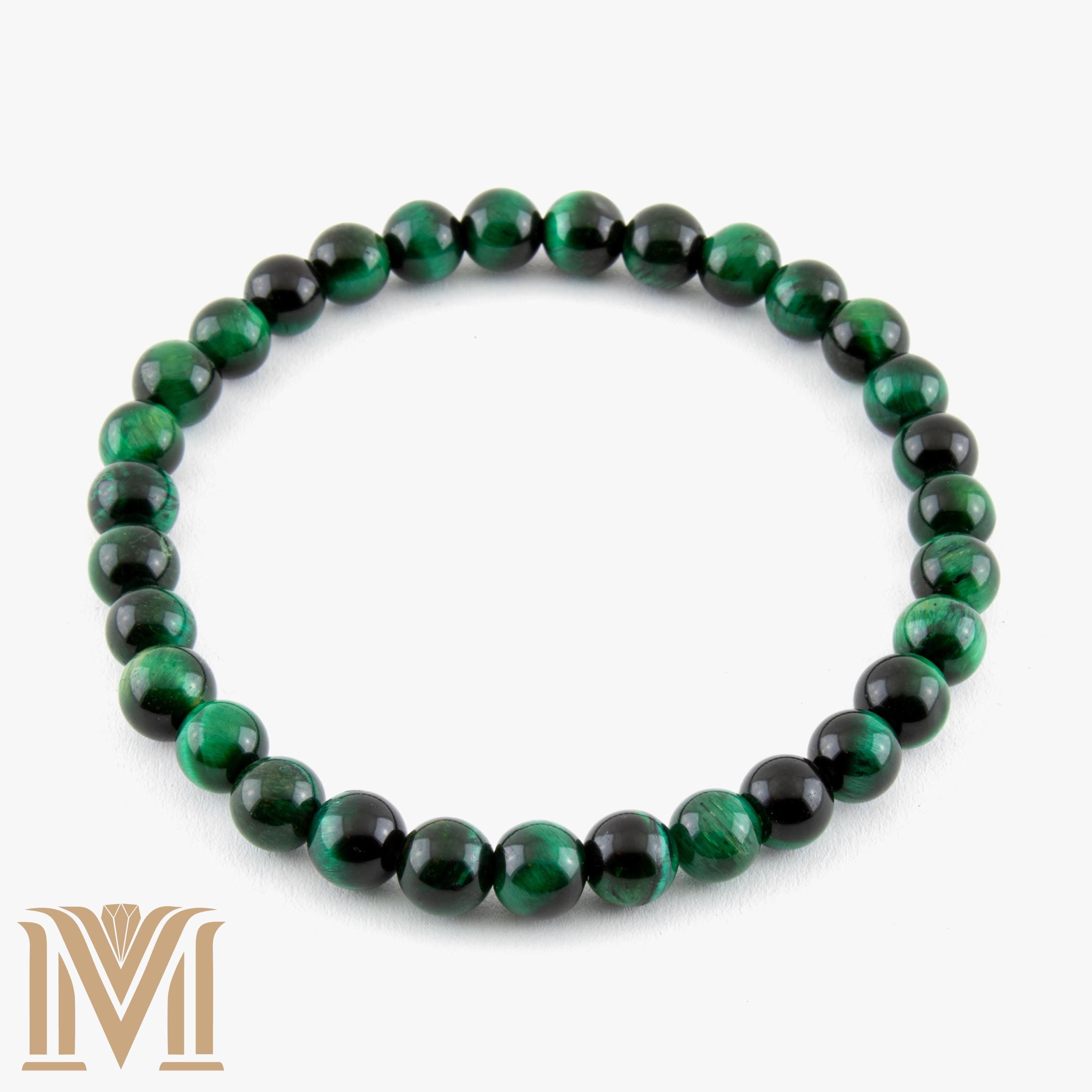 Green gemstone bracelet close-up