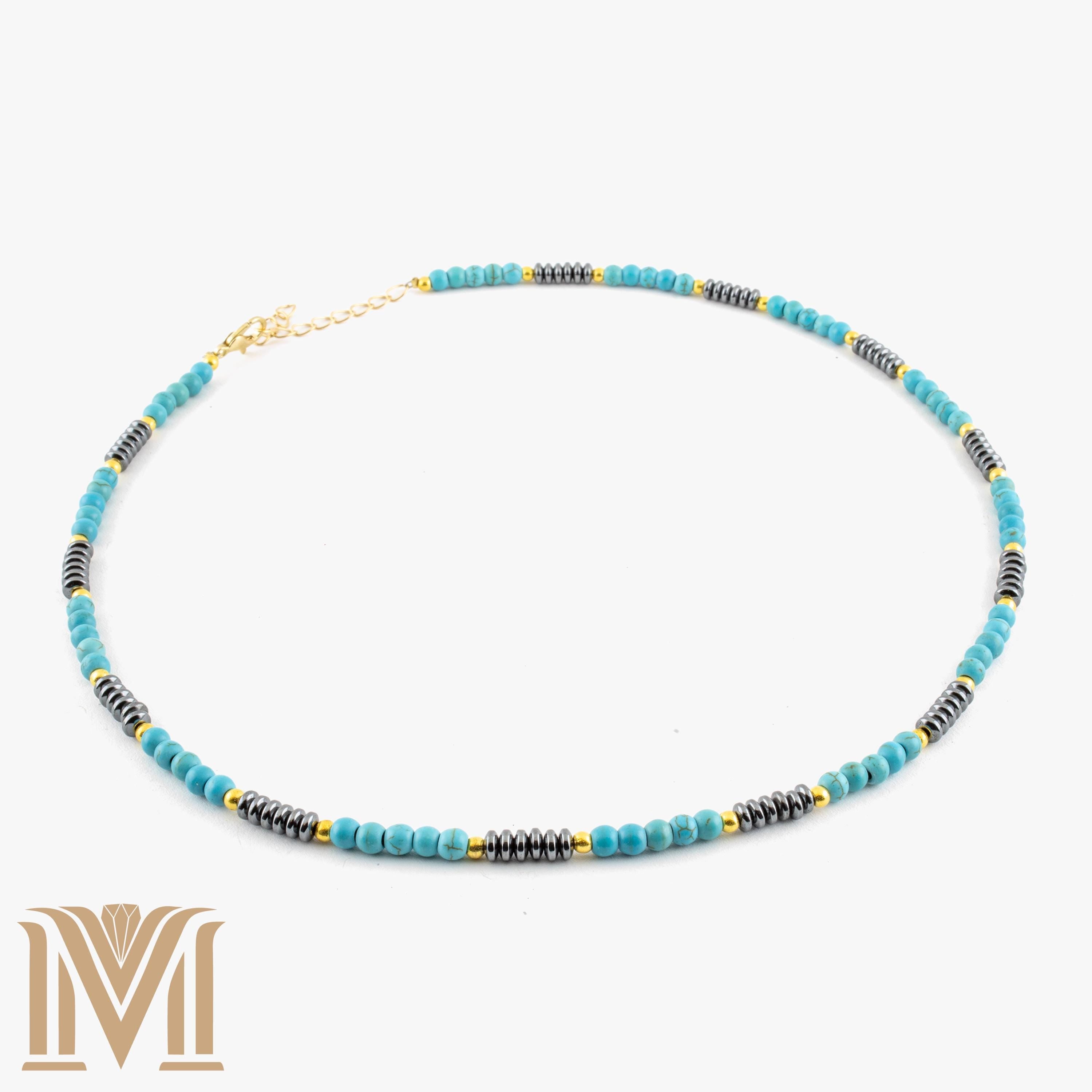 Turquoise gemstone choker necklace