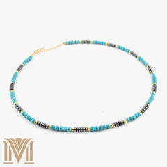Turquoise gemstone choker necklace