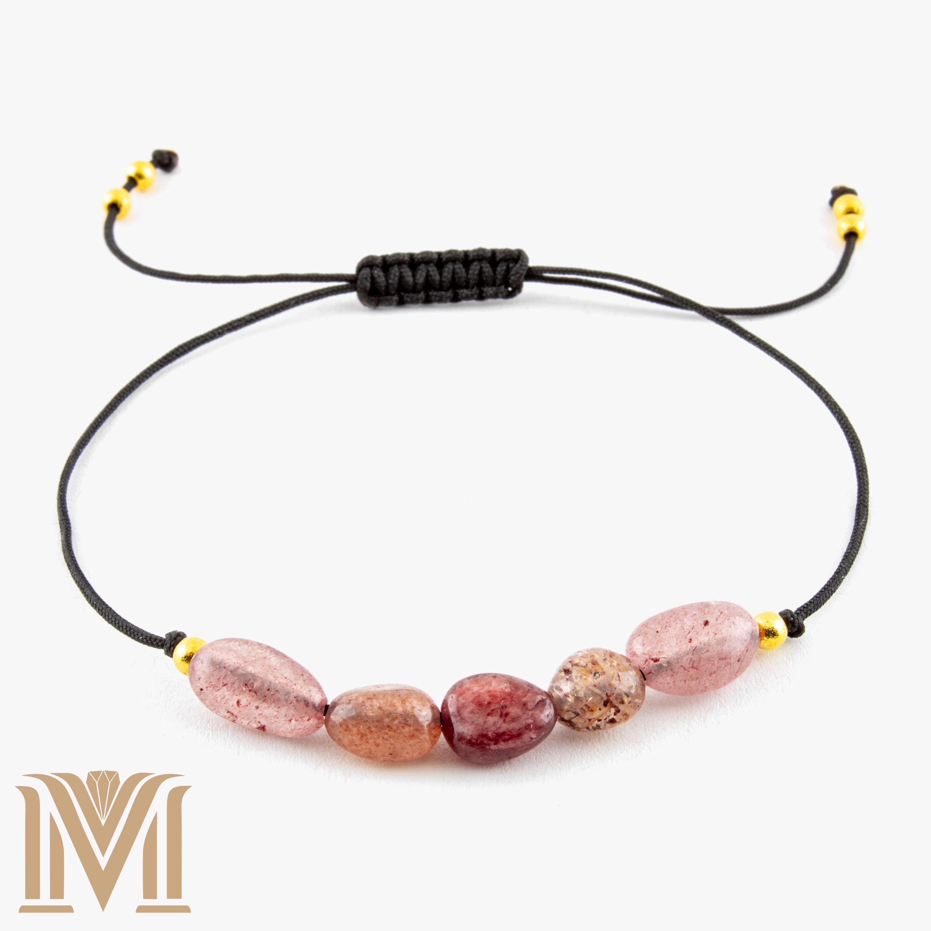 Pink and red Strawberry Quartz bracelet