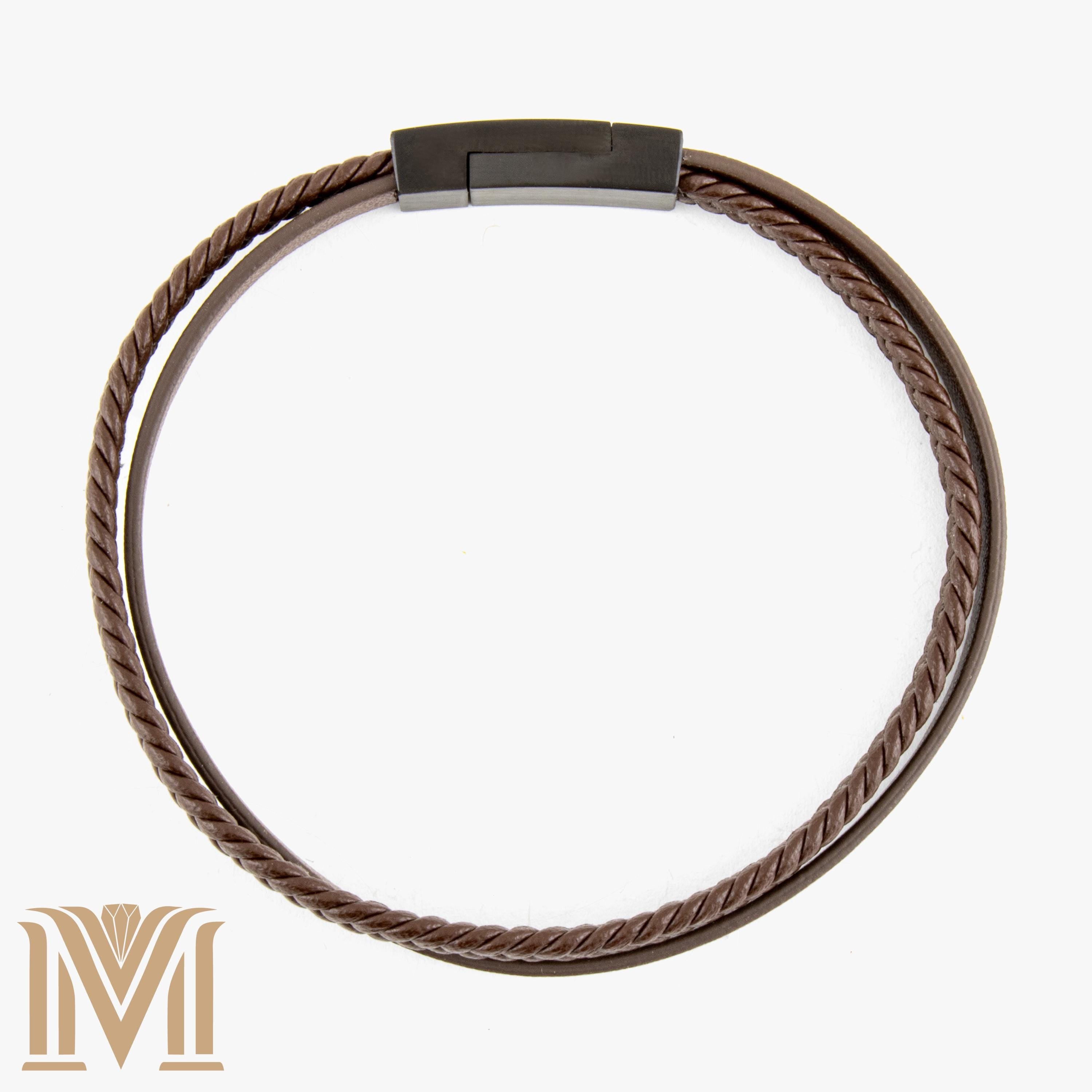 Personalized brown leather bracelet