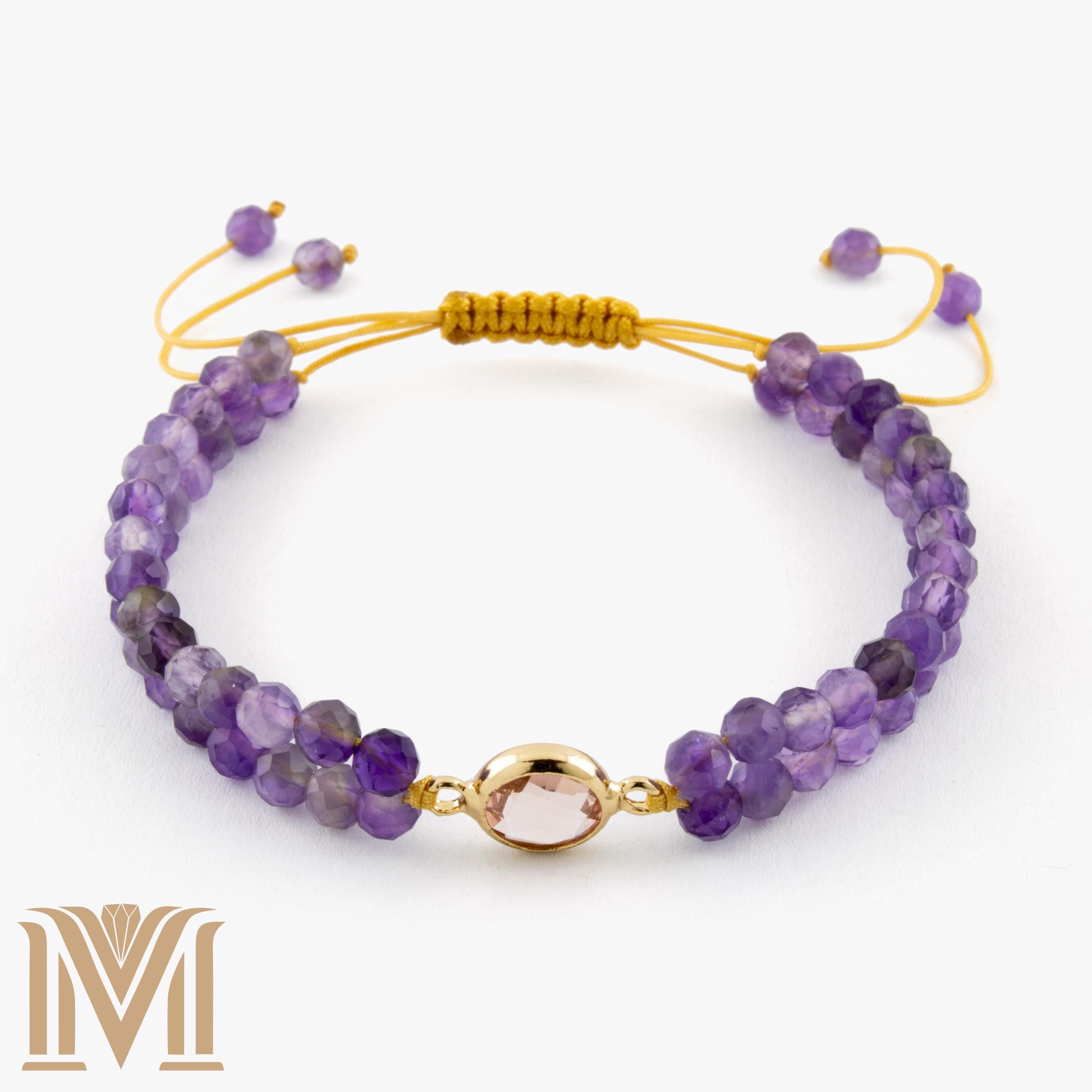 Faceted Amethyst bracelet close-up