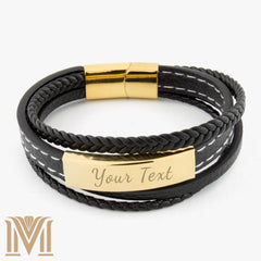 Black and gold personalized men’s bracelet