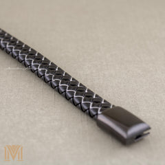 Men’s black braided leather bracelet