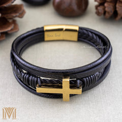 Side view of cross and gold clasp