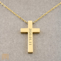 Gold personalized cross pendant