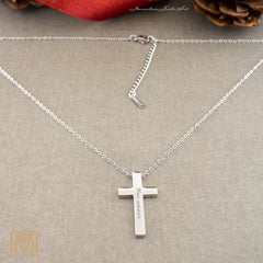 Silver engraved cross necklace