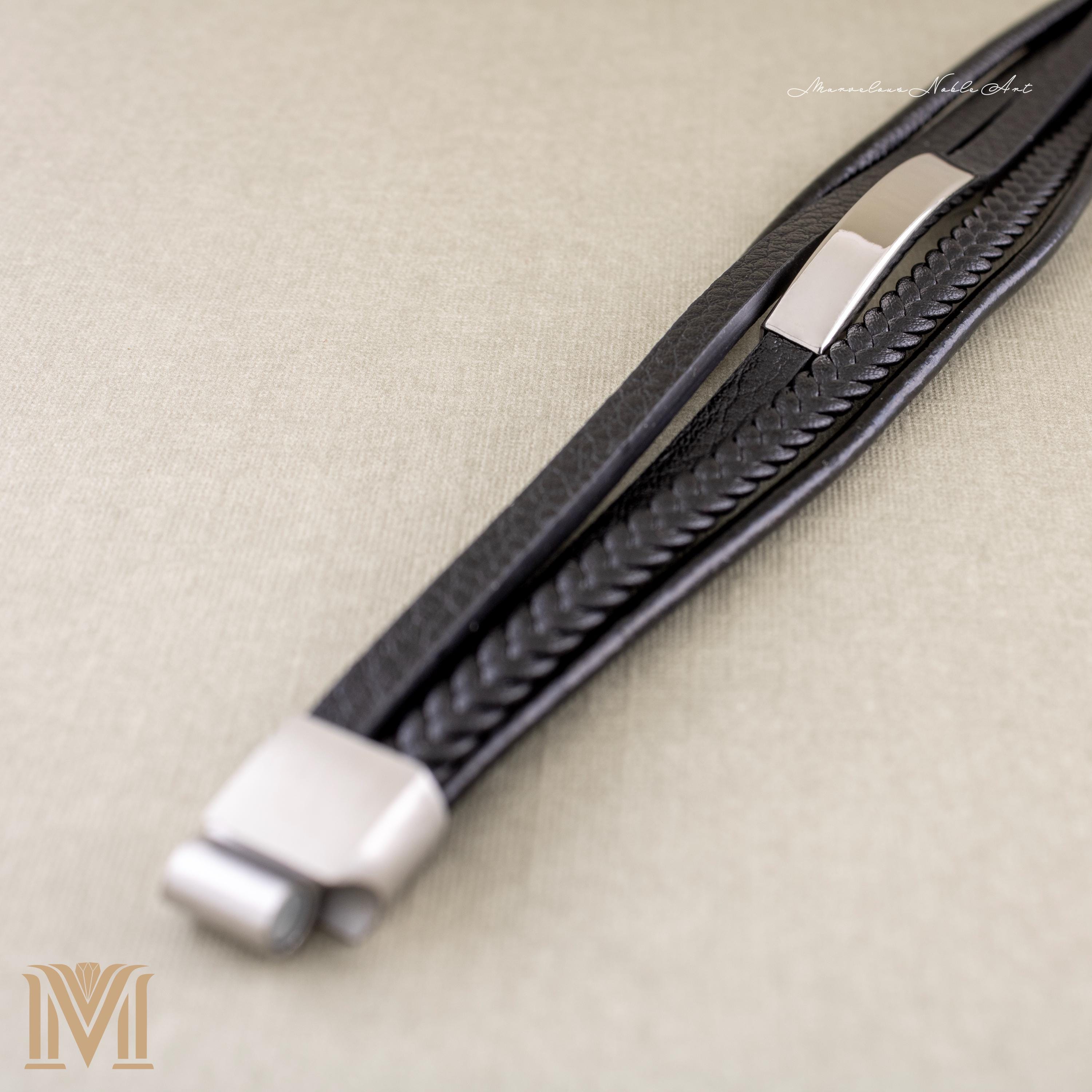 Multi-layer bracelet with silver clasp