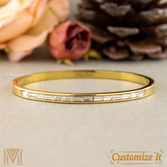 18K gold plated bangle with crystal accents