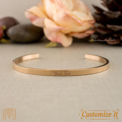 Personalized rose gold cuff bracelet