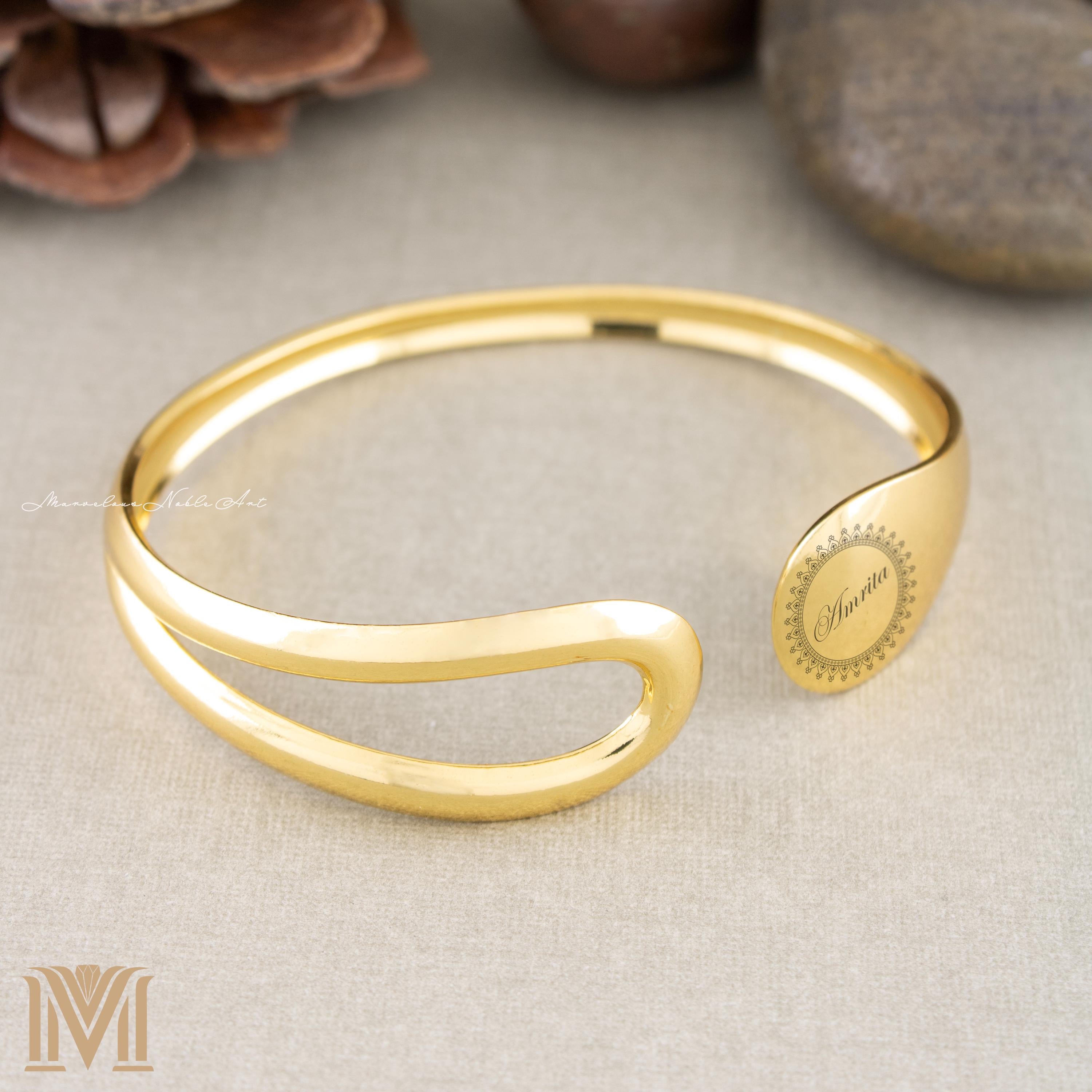 Personalized adjustable gold bracelet