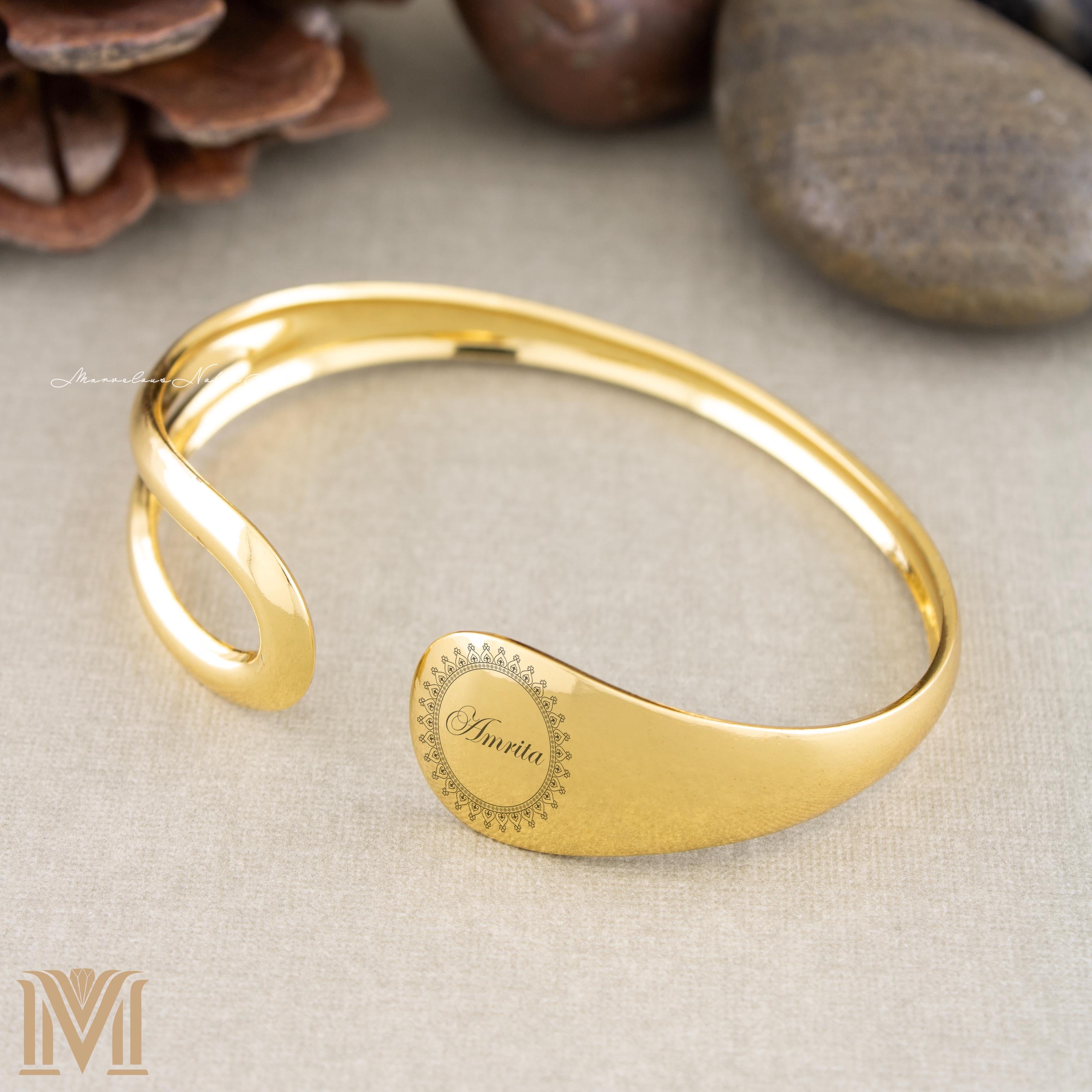 Customizable gold cuff bracelet
