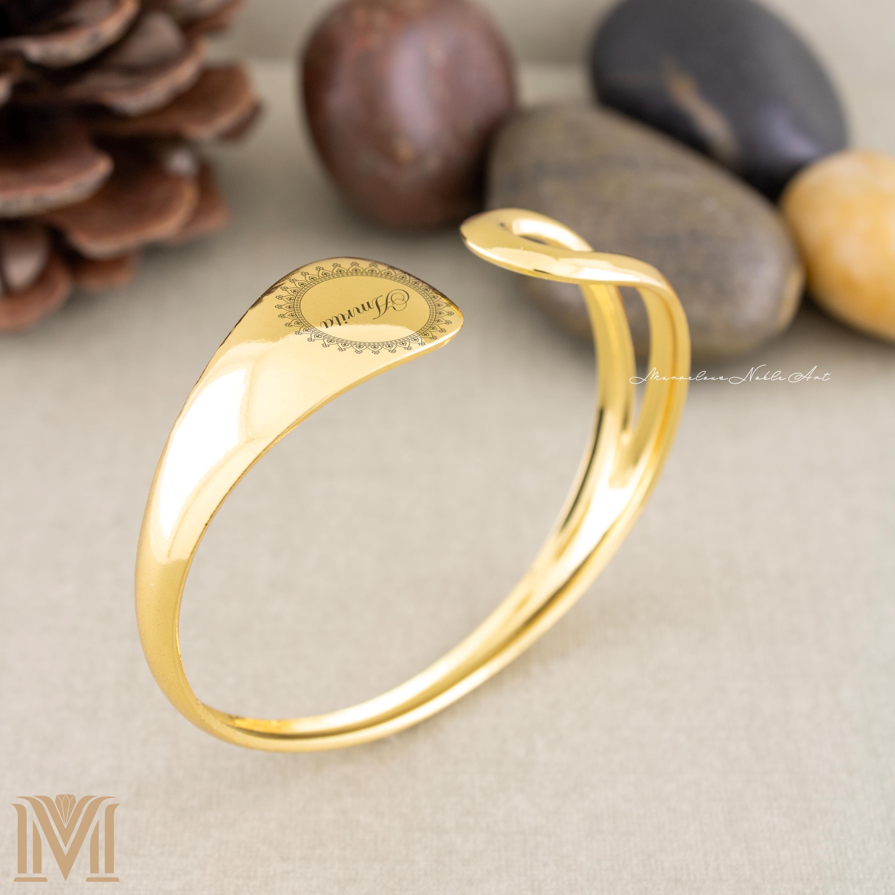 Gold bracelet engraving example