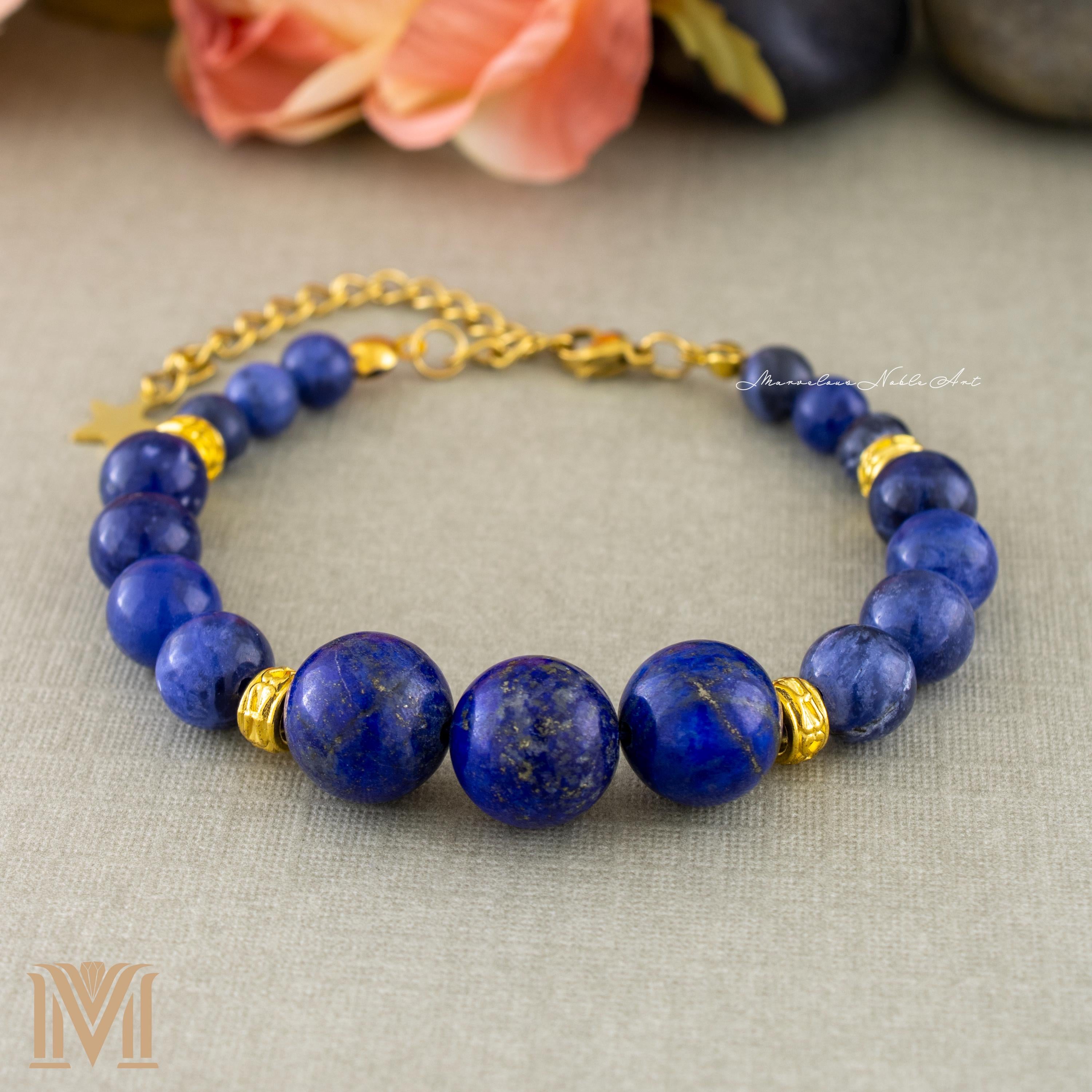 Blue gemstone bracelet with Lapis Lazuli and Sodalite