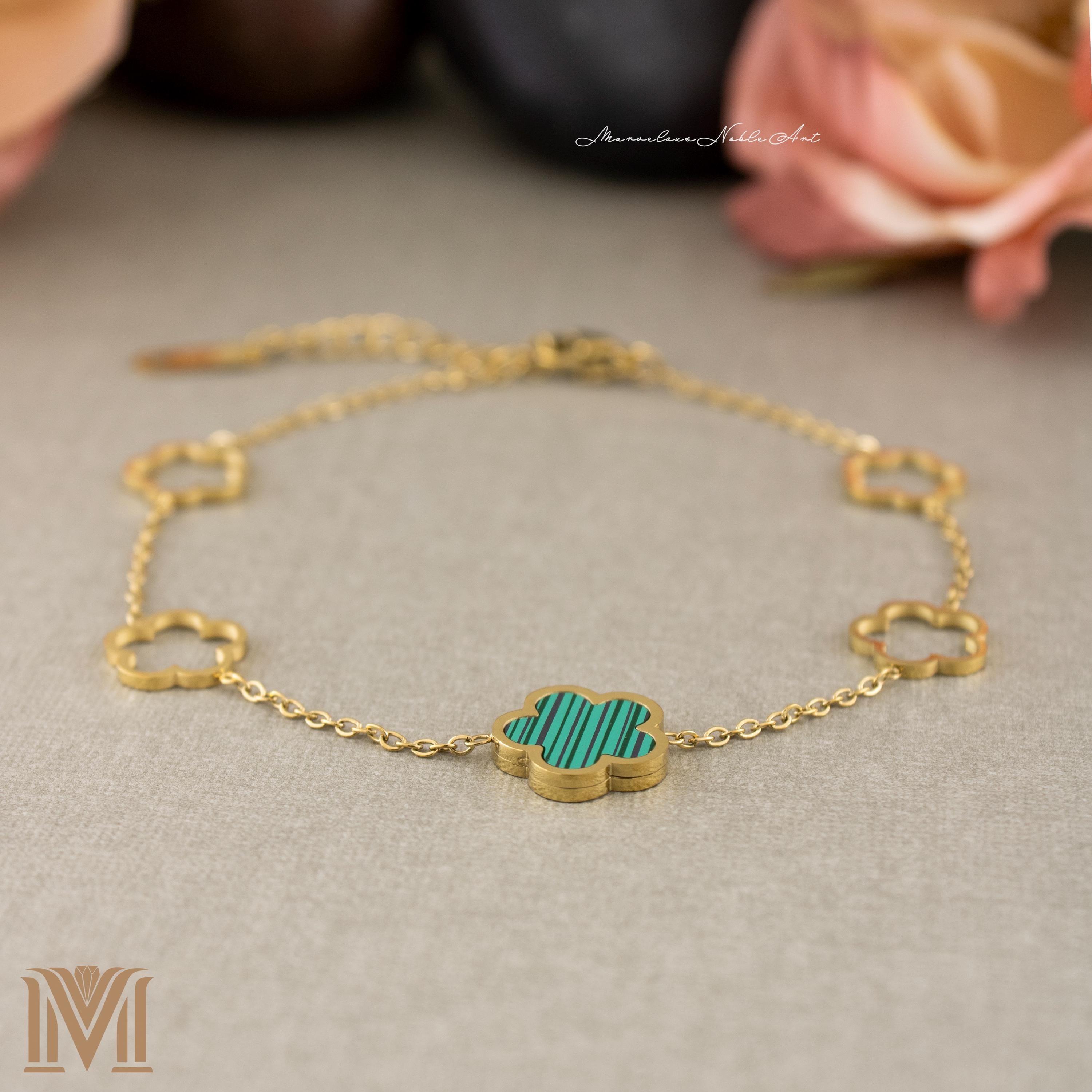 18K gold-plated stainless flower bracelet