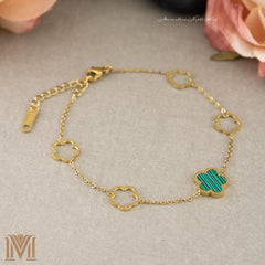 Dainty teal flower bracelet with extender chain