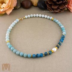 Frosted Apatite and Amazonite gradient detail