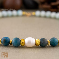 Apatite Amazonite pearl necklace center detail