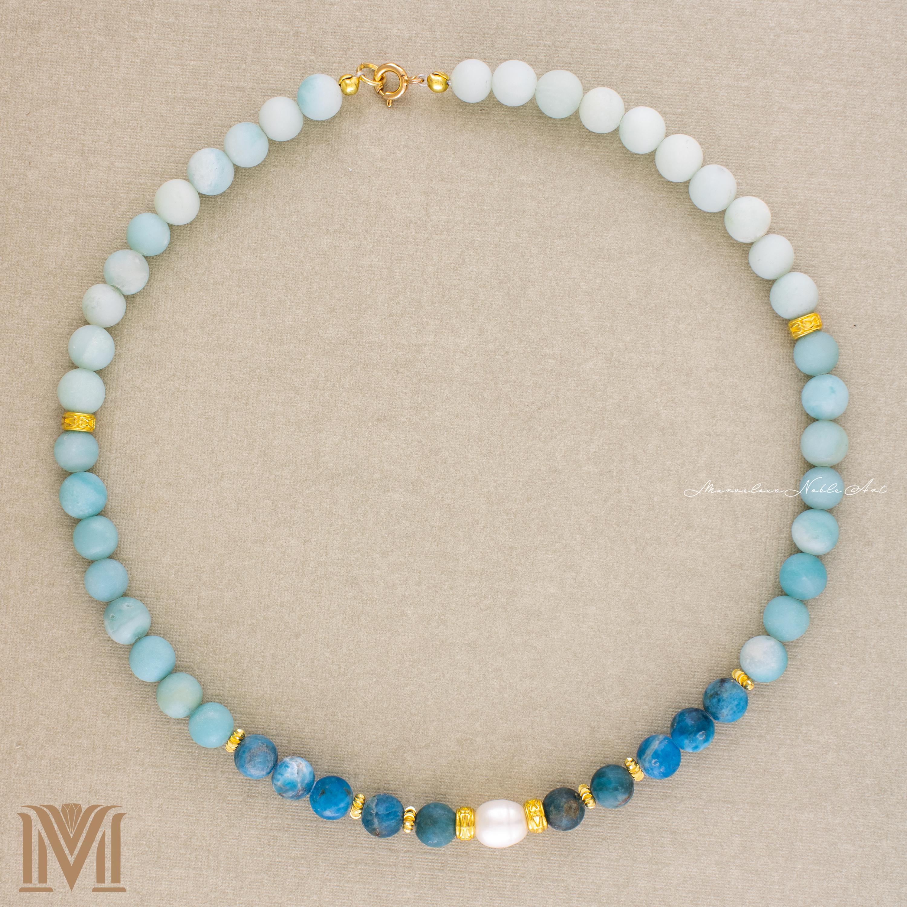 Full blue ombre gemstone necklace