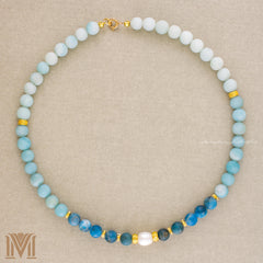 Full blue ombre gemstone necklace