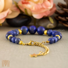 Lapis Lazuli focal beads with Sodalite and gold spacers