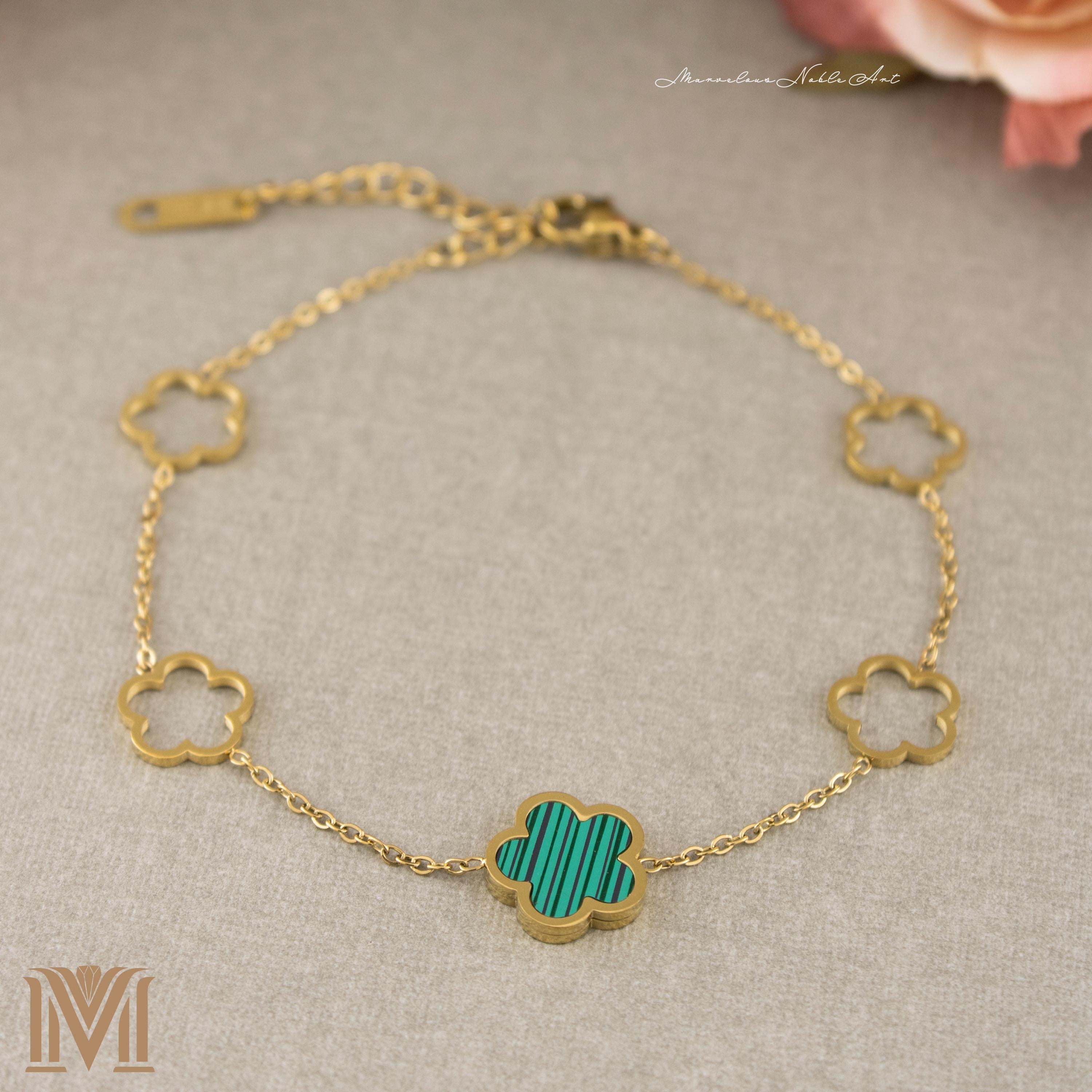 Personalized teal flower bracelet