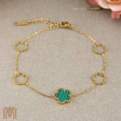Personalized teal flower bracelet