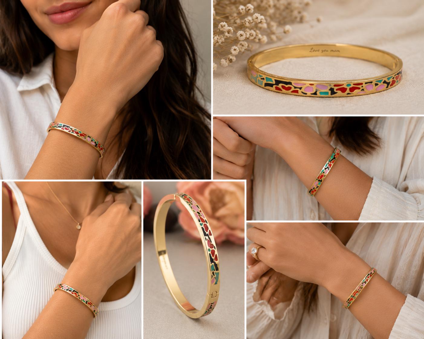 Colorful enamel gold bangle gift