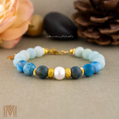 Top view of blue gemstone bracelet