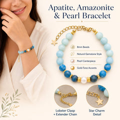 Apatite Amazonite Pearl bracelet details