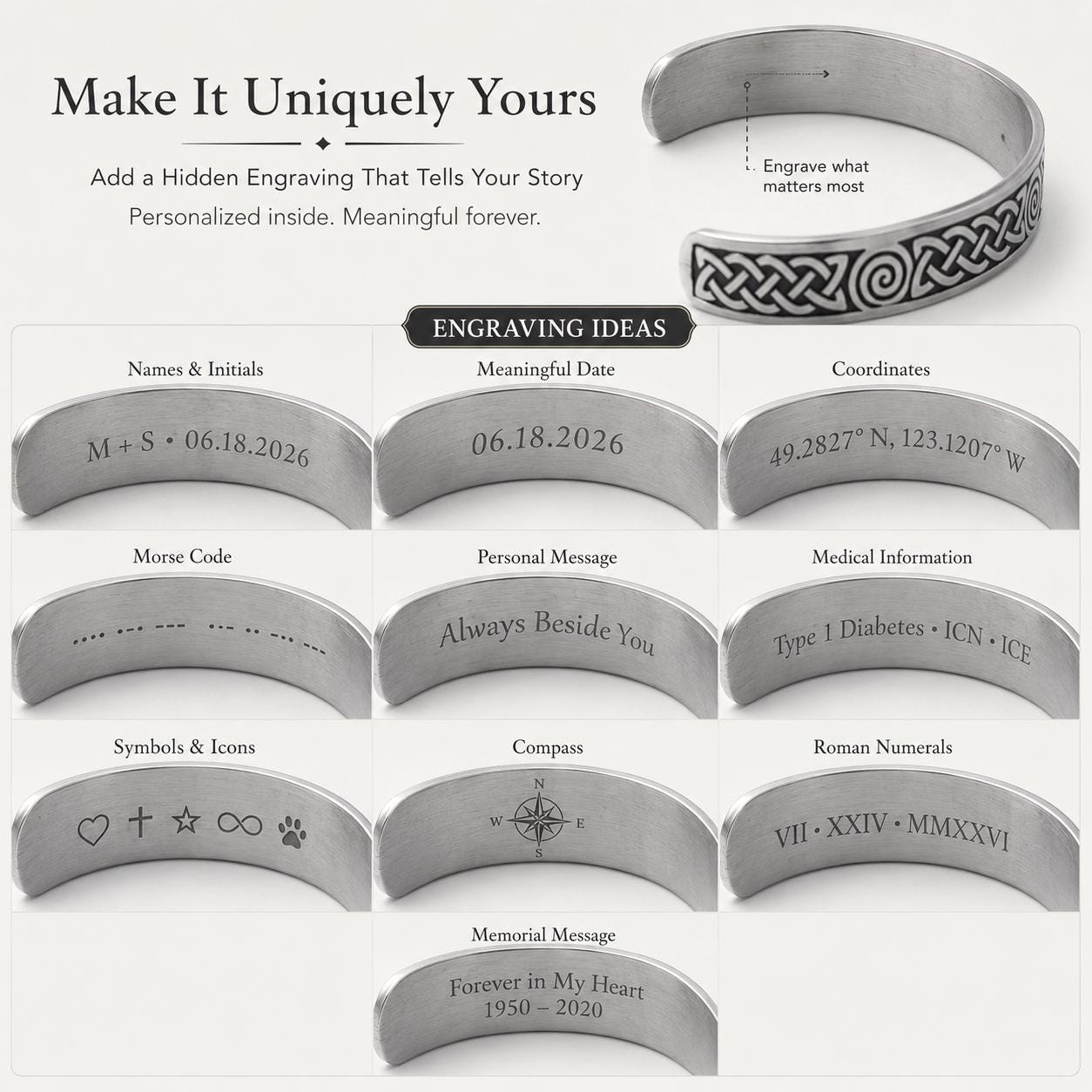 Celtic cuff personalization ideas