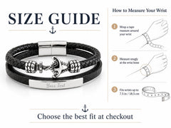 Close-up anchor bracelet engraving