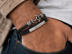 Custom engraved anchor bracelet for him