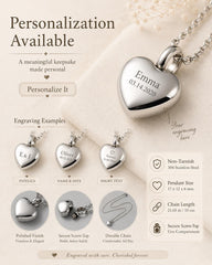 Heart urn necklace dimensions