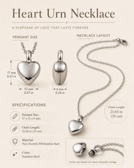 Heart urn necklace infographic