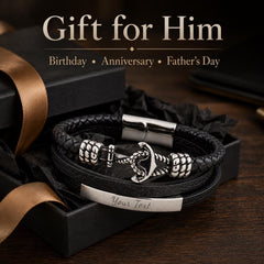 Braided nautical leather bracelet for men