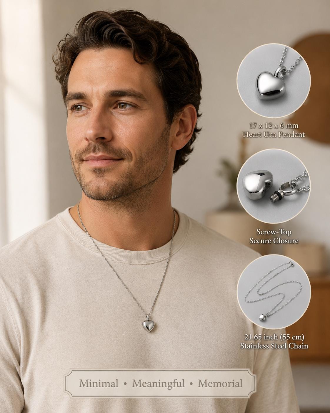 Heart cremation necklace gift presentation