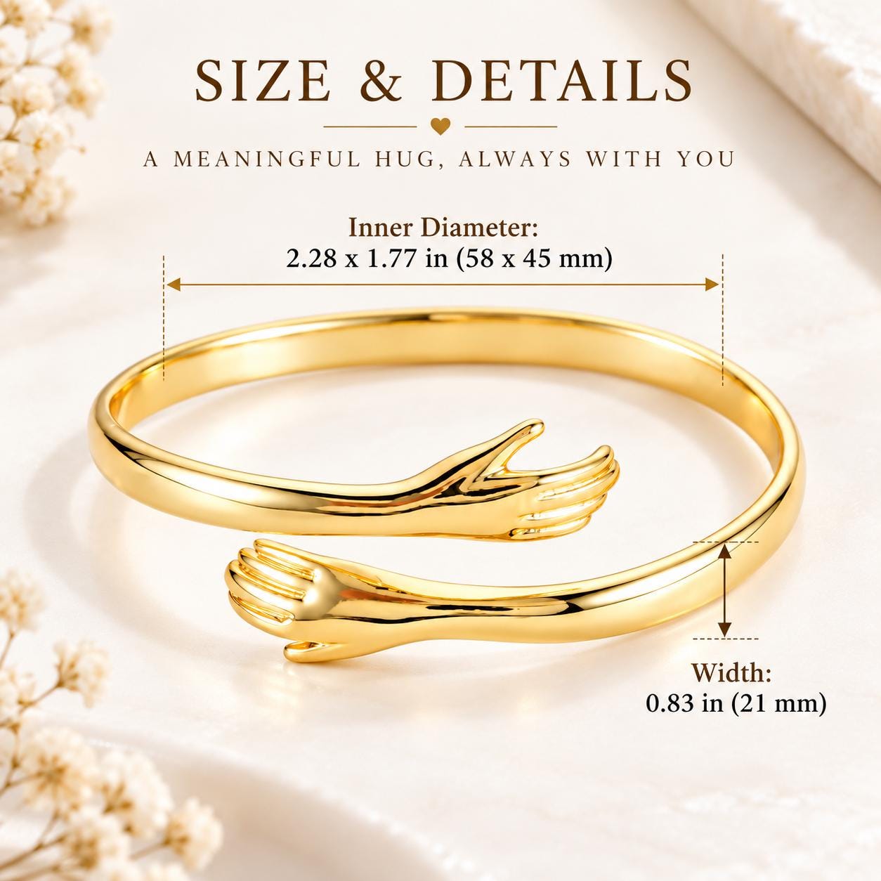 Gold open cuff size guide
