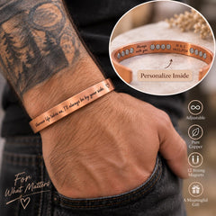 Personalized copper cuff with inside engraving inset
