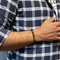 Unisex 8mm Tiger Eye and Onyx Bracelet - Empowering Men and Women with Resilience and Style
