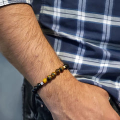 Unisex 8mm Tiger Eye and Onyx Bracelet - Empowering Men and Women with Resilience and Style