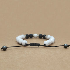 Howlite bracelet with matte onyx bracelet, flexible bracelets, Armband, onyx bracelets, black onyx Stone