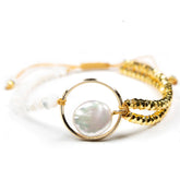 Real Natural Pearl Bracelet, with shell & Golden hematite, Pearl Beaded Bracelet, crystal bracelet, Pearl bracelet, Pearl Jewelry, Christmas