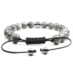 Spectrolite bracelet, Natural 8mm gemstone bead bracelet, bracelet man, bracelet woman, Gray bracelet, Spiritual, Healing, Protection