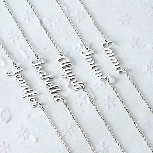 Personalized Name Necklace in 18k Yellow Gold Finish and Polished Stainless Steel, Custom Nameplate Jewelry, Minimalist Gift for Women and Girls